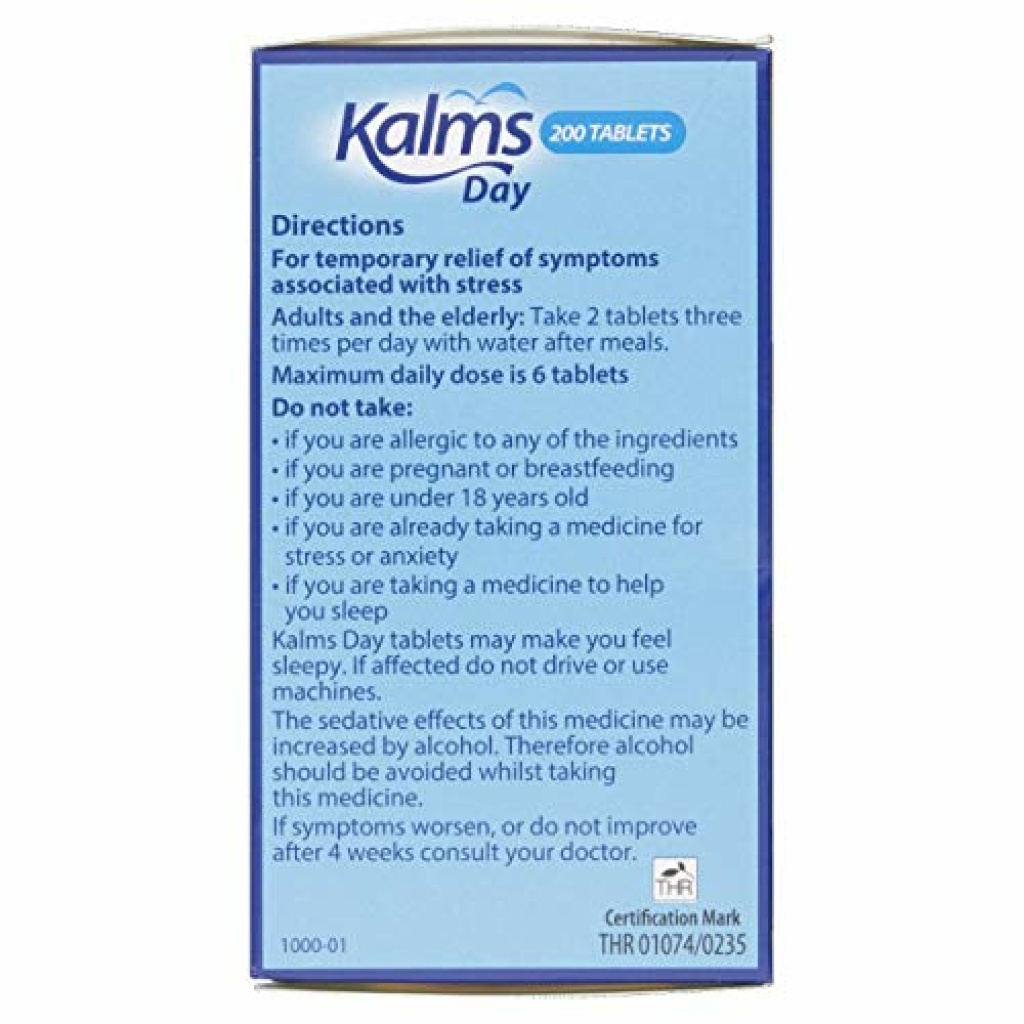 Kalms Day 200 Tablets Traditional herbal medicinal product used for